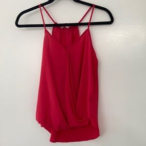 Pink rose red crossed tank top.